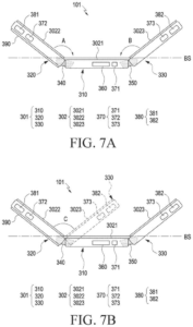 Patent drawing: Samsung Patents a Foldable Phone That Tunes Its Vibration to How Far You've Opened It