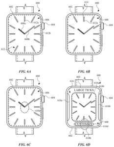 Patent drawing: Apple Patents a Clock Face That Splits Its Background as Time Moves