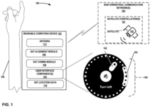 Patent drawing: Google Patents On-Screen Arrows That Aim Your Smartwatch at a Satellite