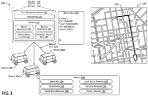Patent drawing: Zoox Patents a System That Does Route Math in the Cloud So Its Cars Don't Have To