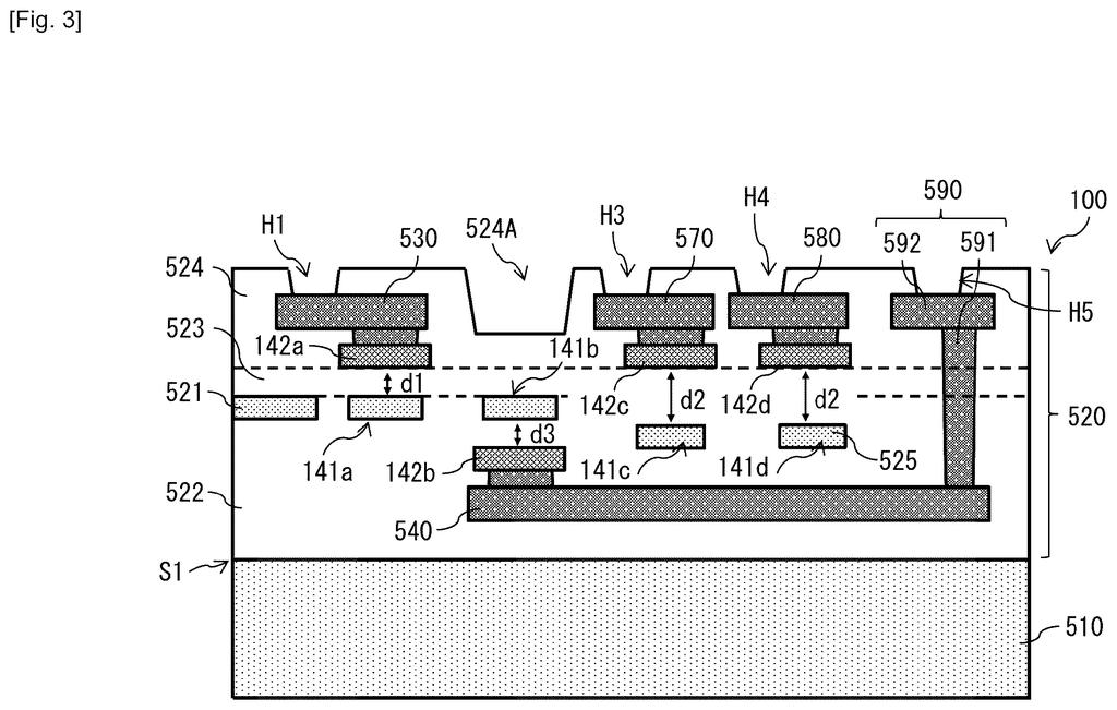 A cross-section of a light-routing chip shows multiple built-in heaters and other optical components. Drawing from patent filing US 2026/0276814 A1.