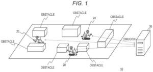 Patent drawing: Sony Patents a Server That Plans the Most Efficient Path for Moving Robots