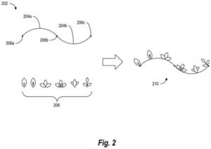 Patent drawing: Adobe Patents Automatic Even-Spacing of Objects Along Any Curved Path