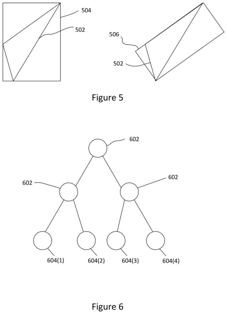 A 3D object is shown within a standard bounding box and a more tightly fitted, oriented bounding box. Drawing from patent filing US 2026/0278913 A1.