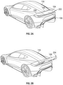 Patent drawing: Tesla Patents a Rear Wing That Hides Until the Car Needs It