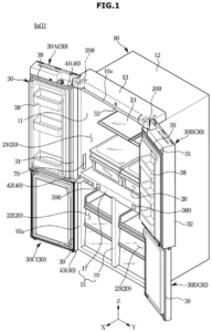 Patent drawing: Samsung Patents a Refrigerator Door That Knows When You're Holding It Open