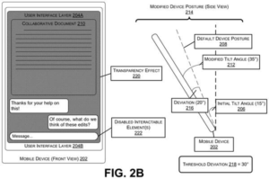 Patent drawing: Microsoft Patents a Way to Flip Between Phone Screens by Tilting Your Device