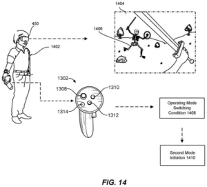 Patent drawing: Meta Patents a Controller That Swaps Thumb-Stick Input for Full-Hand Motion Tracking