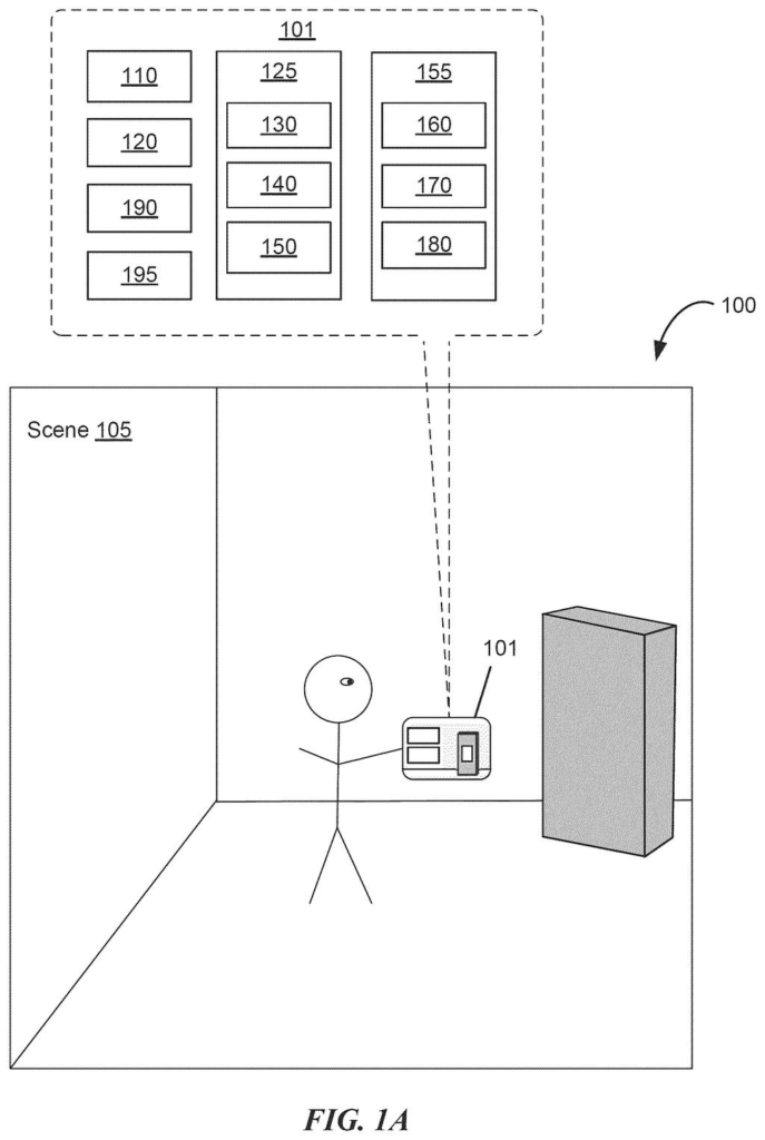 A person wearing a virtual reality headset interacts with a virtual object in a shared virtual space. Drawing from patent filing US 2026/0288297 A1.