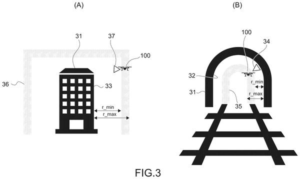 Patent drawing: Sony Patents a Two-Fence Safety Zone for Guiding Drones and Robots Around Objects