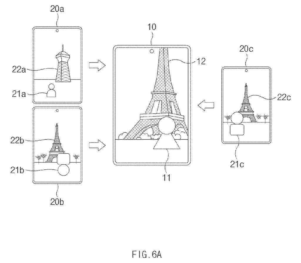 An electronic device combines elements from two external devices' images to generate a new AI image, which can then be sent to another device. Drawing from patent filing US 2026/0289868 A1.
