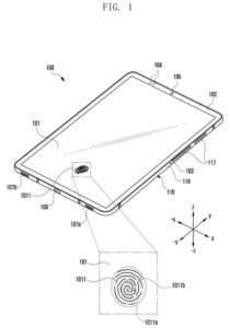 Patent drawing: Samsung Patents a Fingerprint Reader Hidden Inside a Phone's Structural Skeleton