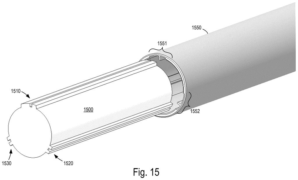 A battery cell with longitudinal keying features being inserted into a corresponding sleeve. Drawing from patent filing US 2026/0291039 A1.