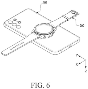 Patent drawing: Samsung Patents a Charging System That Both Powers Up and Shares Battery Wirelessly