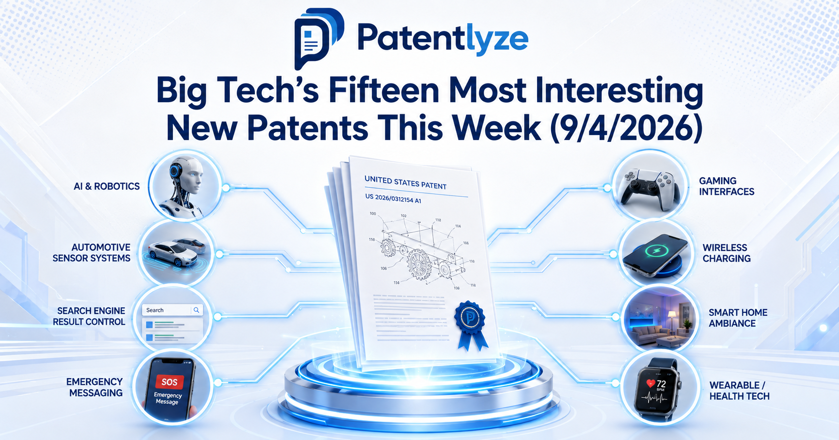 Top 15 most interesting big tech patents for the week of 9-4-26