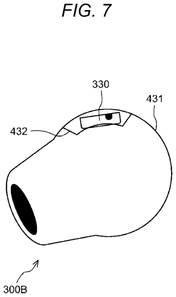 An earbud with an integrated microphone for noise reduction in health readings. Drawing from patent filing US 2026/0294341 A1.