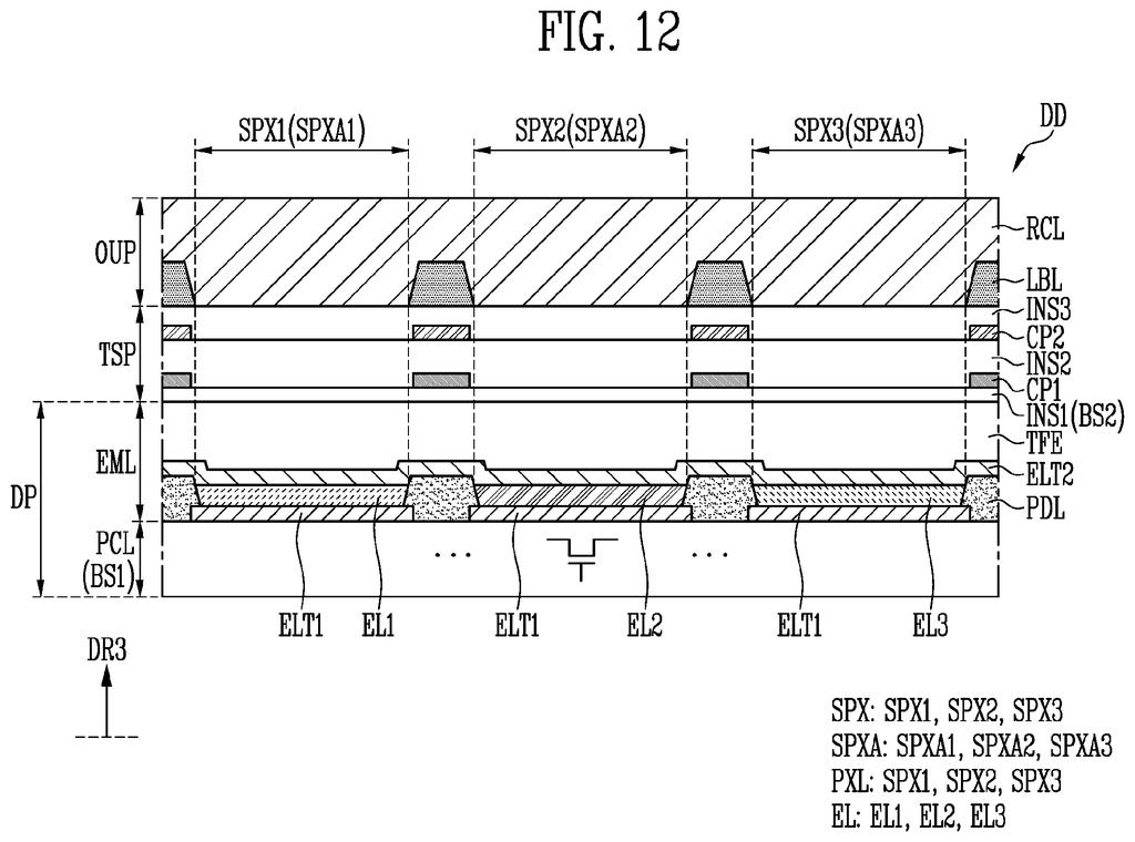 A cross-section of the display and touch sensor panel, showing the layers of pixels and sensor electrodes. Drawing from patent filing US 2026/0299722 A1.