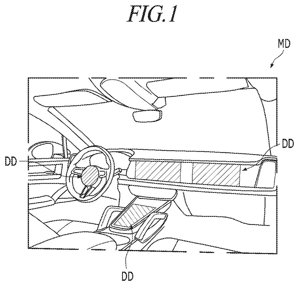 A car's interior features a dashboard display screen, highlighting the integration of the patented touch sensor design. Drawing from patent filing US 2026/0299733 A1.