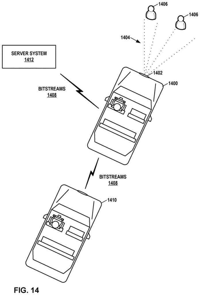 A self-driving car uses point cloud data to detect pedestrians and other objects in its environment. Drawing from patent filing US 2026/0301239 A1.