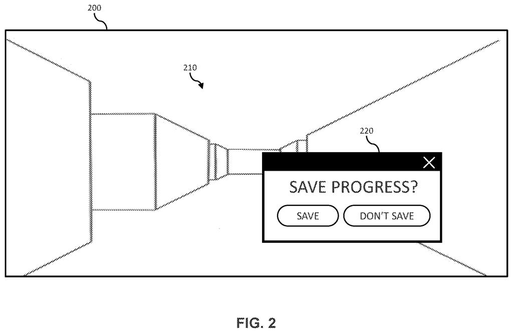 A 3D display showing a pop-up window incorrectly rendered behind the main scene. Drawing from patent filing US 2026/0303770 A1.