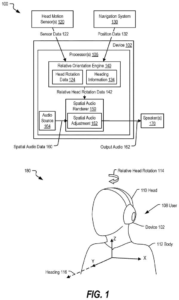 Patent drawing: Qualcomm Patents Headphones That Use GPS to Keep Audio Locked in Place