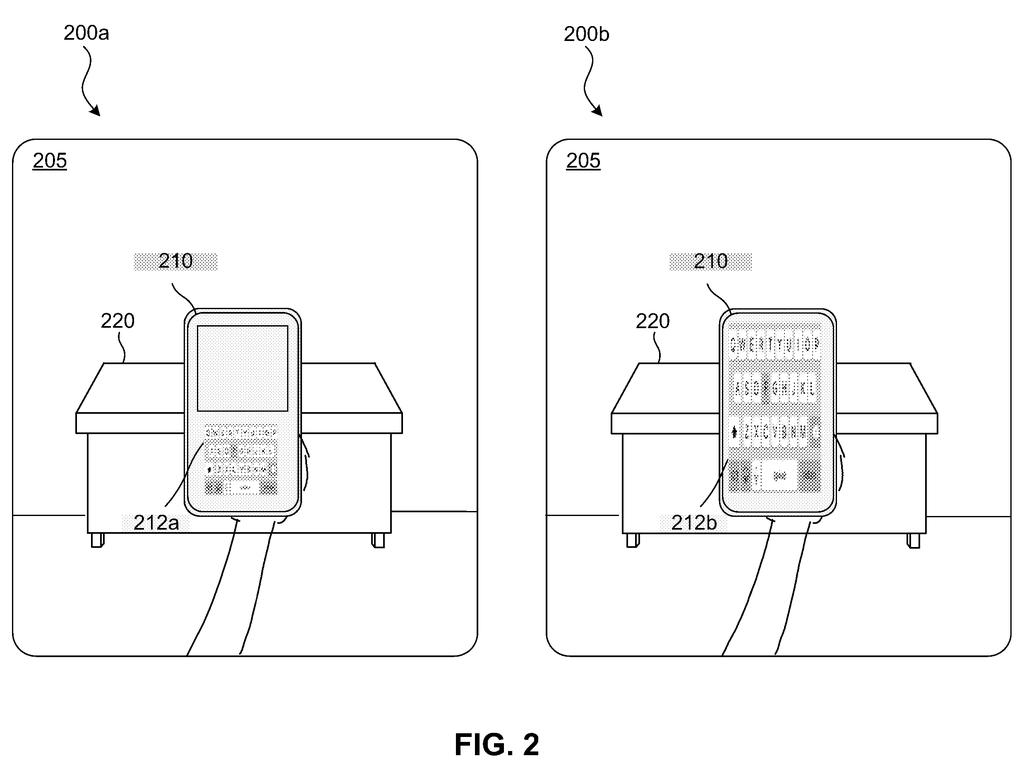 A smartphone screen expands its keyboard across the entire display so it is easy to read and type on while wearing a headset. Drawing from patent filing US 2026/0310330 A1.