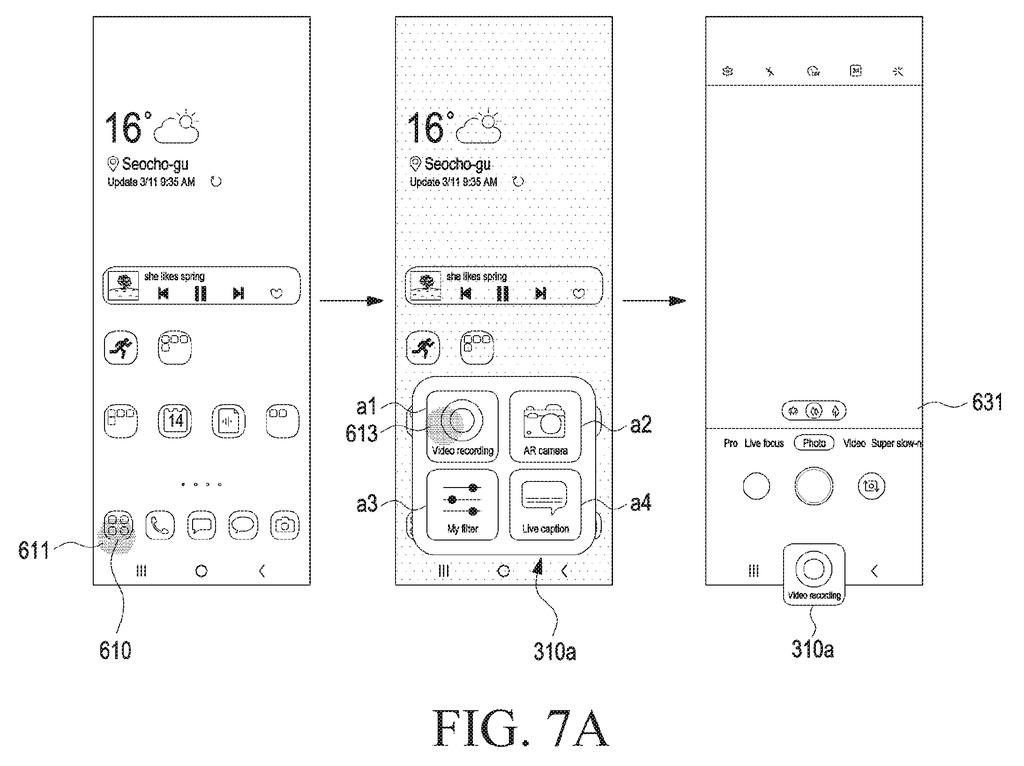 A phone home screen opens a task-based group folder that stays handy while using the camera app. Drawing from patent filing US 2026/0310344 A1.