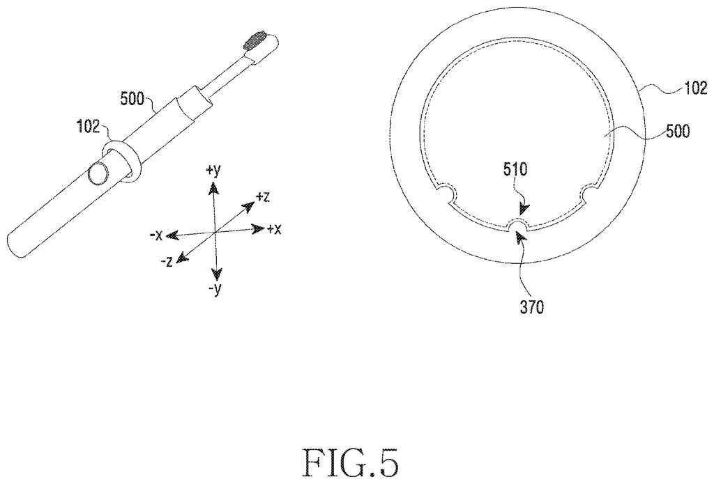 A smart ring attaches to an ordinary toothbrush handle to track brushing motion and pressure using internal sensors. Drawing from patent filing US 2026/0315202 A1.
