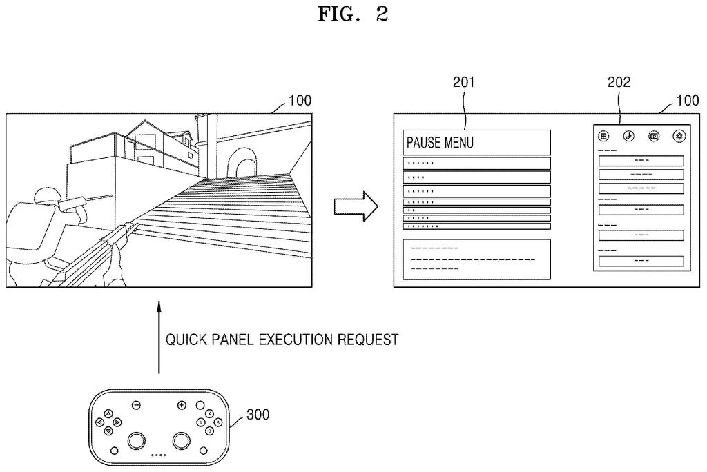 A television screen shifts from live video game play to a split pause menu after a player presses a controller button. Drawing from patent filing US 2026/0315925 A1.