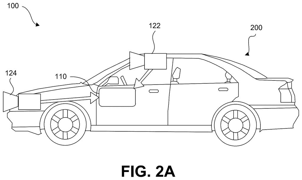 An autonomous car uses forward-facing cameras and an onboard computer to guide itself down the road. Drawing from patent filing US 2026/0318692 A1.