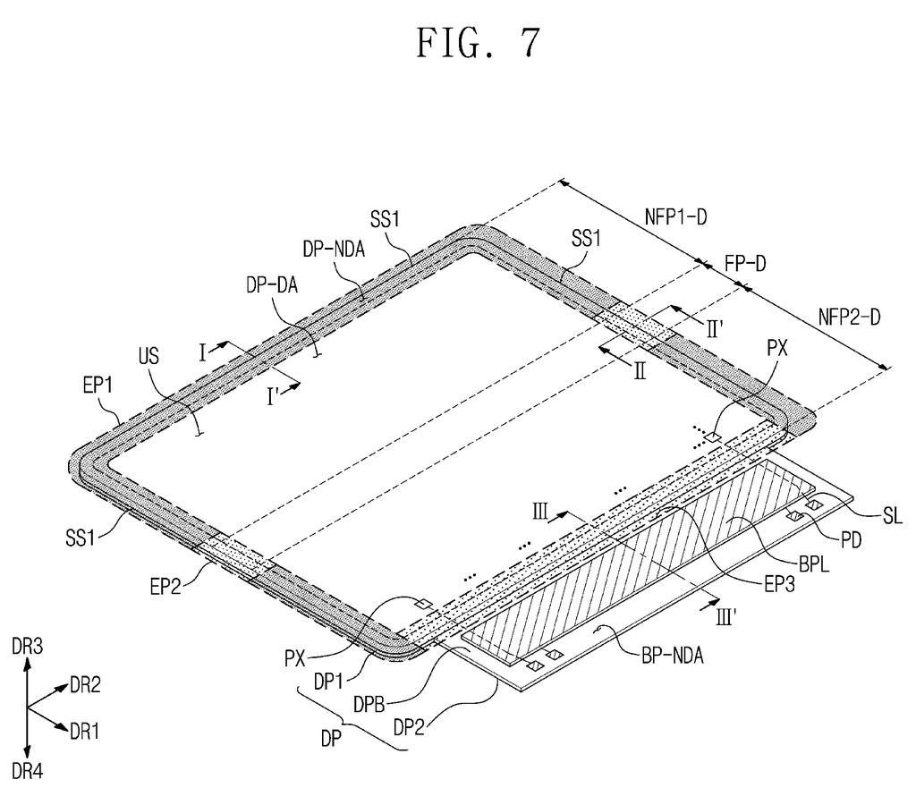 A flexible folding screen has a protective border along its edges to prevent cracks and keep out dirt. Drawing from patent filing US 2026/0319552 A1.