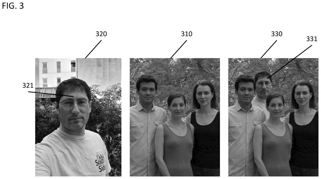 An image merger that extracts the photographer from a selfie and places him naturally into the background of a group portrait. Drawing from patent filing US 2026/0320745 A1.