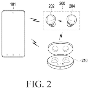 Patent drawing: Samsung Files Patent for Earbuds That Pick Out Speech in Wind and Noise