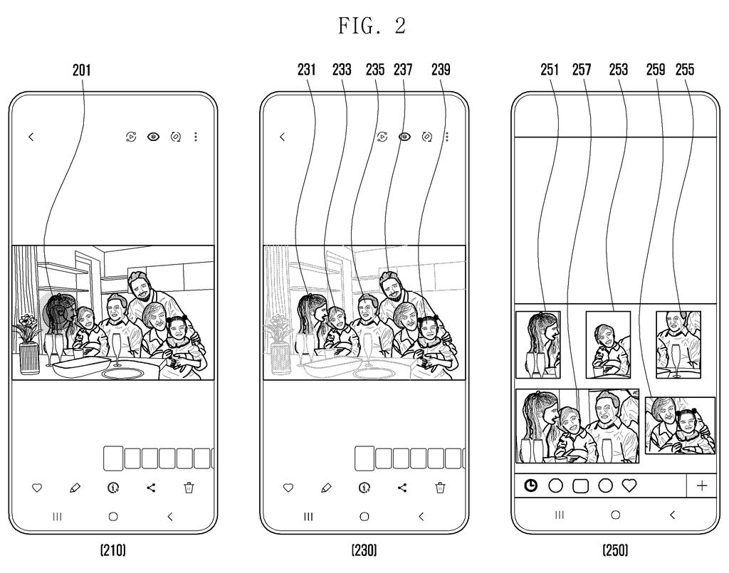A phone screen cuts individuals out of a group snapshot to create a collection of custom stickers. Drawing from patent filing US 2026/0321291 A1.
