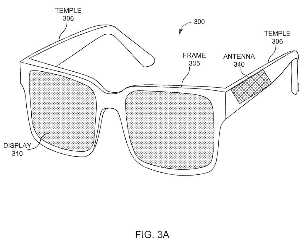 Smart glasses with a compact wireless transmitter tucked into the side arm to stay online without bulky add ons. Drawing from patent filing US 2026/0321993 A1.