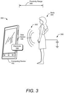 Patent drawing: Google Files Patent for a Phone Button That Senses When You Walk Up
