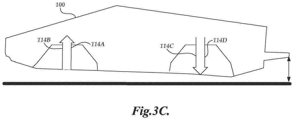 An electric truck tilts by raising its front suspension and lowering the rear, making cargo ramps less steep for easier loading. Drawing from patent filing US 2026/0326744 A1.