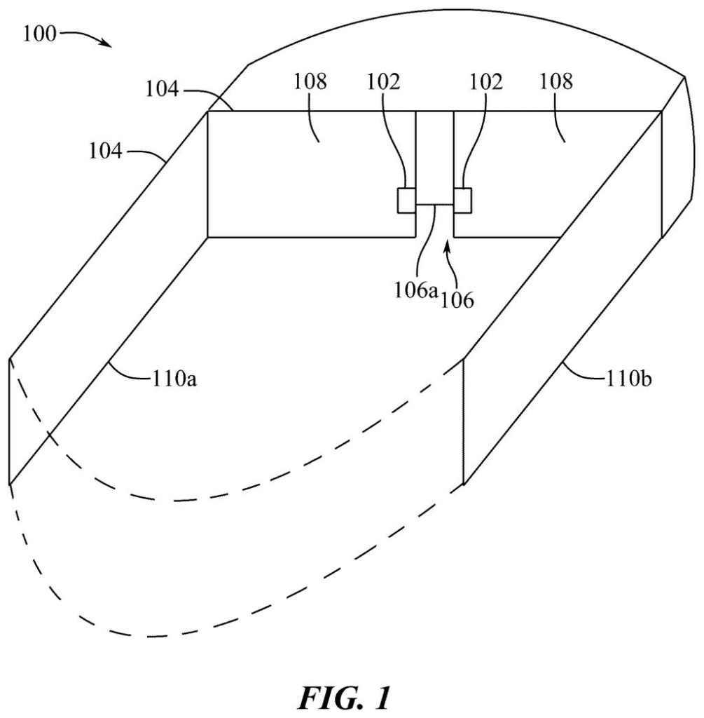 Smart glasses with tiny tracking sensors tucked directly inside the central nose bridge to watch where the wearer looks. Drawing from patent filing US 2026/0329078 A1.