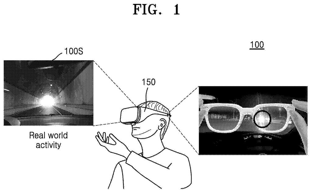 Smart glasses darken a specific spot on the lens to block blinding headlight glare while letting the driver see the rest of the road. Drawing from patent filing US 2026/0329082 A1.
