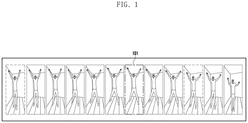 A sequence of video frames identifying the exact split second when a jumping person reaches the highest point. Drawing from patent filing US 2026/0330833 A1.